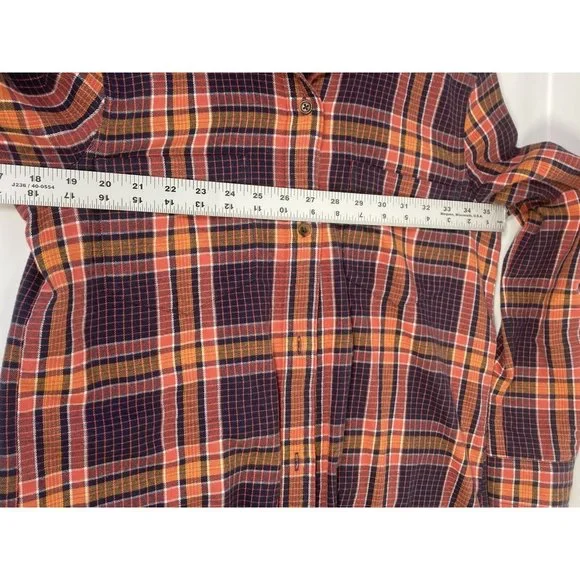 Madewell women's flannel shirt size S plaid navy and rust - Picture 6 of 6
